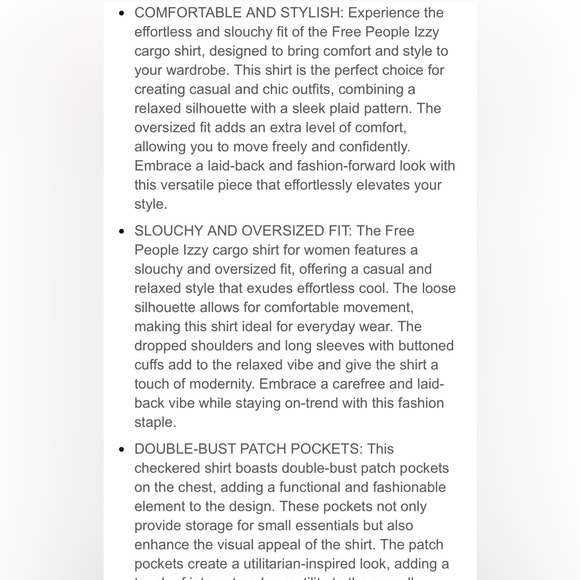 New NWOT Free People Izzy Cargo Flannel Shirt - Picture 8 of 13